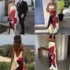 Women's Sexy Strapless Floral Print Maxi Dress Off Shoulder Back Buckle Belt Dresses for Summer Holiday Beachwear