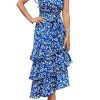 Women's Summer Floral Sundress Casual One Shoulder Tiered Ruffle Flowy Midi Beach Boho Dresses