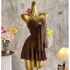 Women's Summer Strapless Tube Dress Drop Waist Ruffle Flowy Mini Dress Beach Sundress