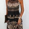 Summer Dresses for Women 2025 Casual Floral Halter Neck A-line Beach Vacation Sundresses with Pockets